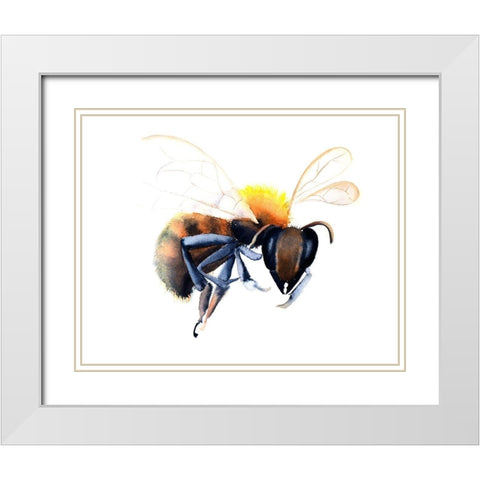 Bee White Modern Wood Framed Art Print with Double Matting by Shefranov, Olga