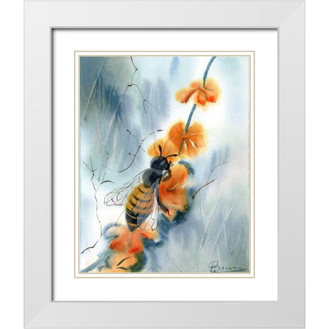 Bee III White Modern Wood Framed Art Print with Double Matting by Shefranov, Olga