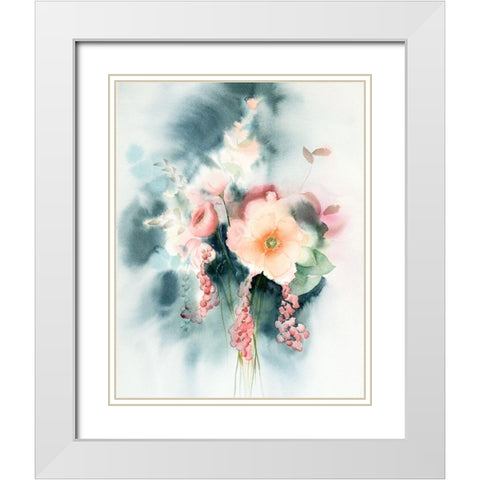 Bouquet IV White Modern Wood Framed Art Print with Double Matting by Shefranov, Olga
