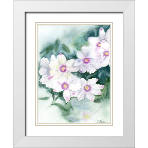 Purple Flowers White Modern Wood Framed Art Print with Double Matting by Shefranov, Olga