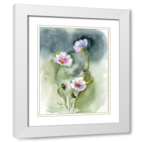Purple Flowers II White Modern Wood Framed Art Print with Double Matting by Shefranov, Olga