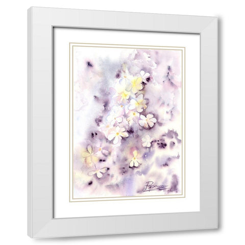 Purple Flowers III White Modern Wood Framed Art Print with Double Matting by Shefranov, Olga