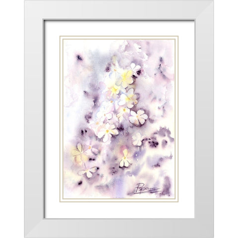 Purple Flowers III White Modern Wood Framed Art Print with Double Matting by Shefranov, Olga