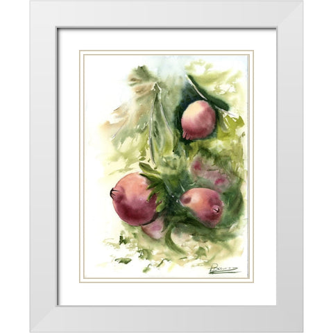 Pomegranate White Modern Wood Framed Art Print with Double Matting by Shefranov, Olga