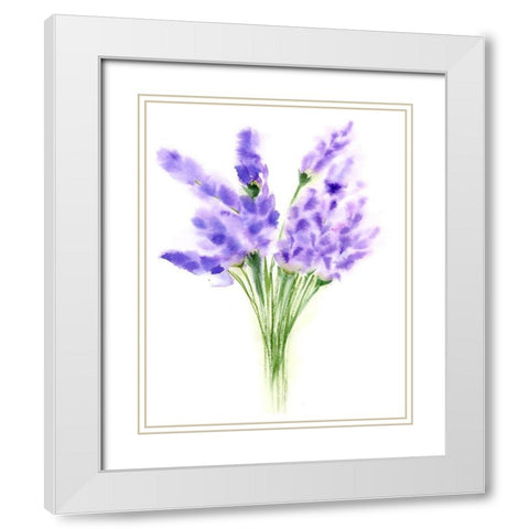 Purple Flowers IV White Modern Wood Framed Art Print with Double Matting by Shefranov, Olga