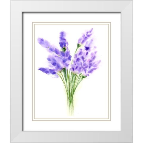 Purple Flowers IV White Modern Wood Framed Art Print with Double Matting by Shefranov, Olga