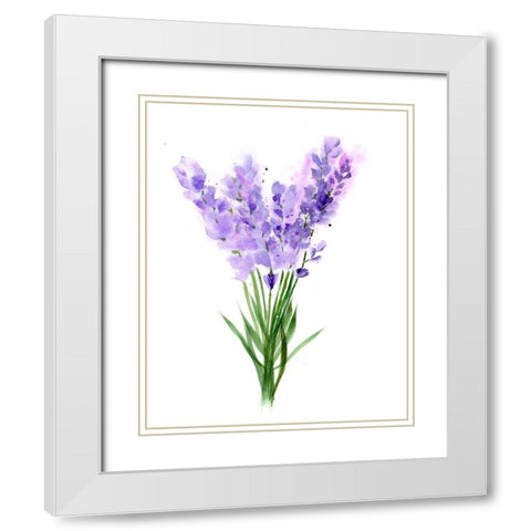 Purple Flowers V White Modern Wood Framed Art Print with Double Matting by Shefranov, Olga