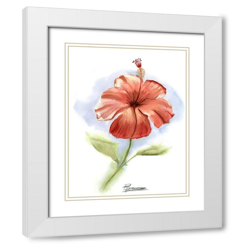 Red Flower White Modern Wood Framed Art Print with Double Matting by Shefranov, Olga