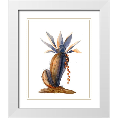Cactus V White Modern Wood Framed Art Print with Double Matting by Shefranov, Olga