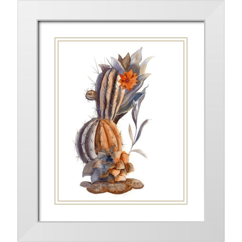 Cactus VII White Modern Wood Framed Art Print with Double Matting by Shefranov, Olga