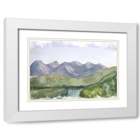 Mountain Scape White Modern Wood Framed Art Print with Double Matting by Shefranov, Olga