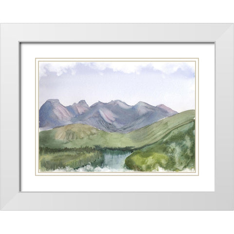 Mountain Scape White Modern Wood Framed Art Print with Double Matting by Shefranov, Olga