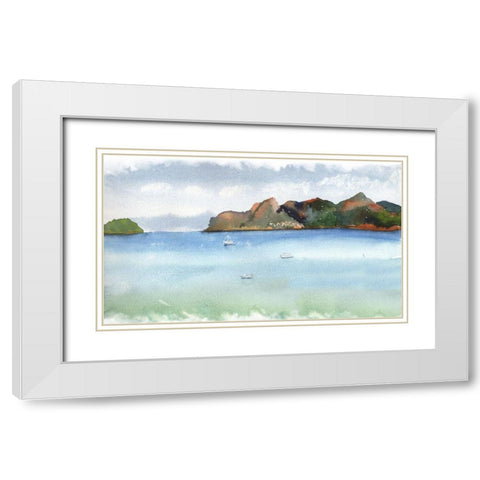 Ocean Scape White Modern Wood Framed Art Print with Double Matting by Shefranov, Olga