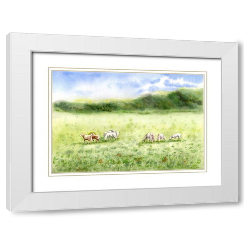 Field Scape White Modern Wood Framed Art Print with Double Matting by Shefranov, Olga