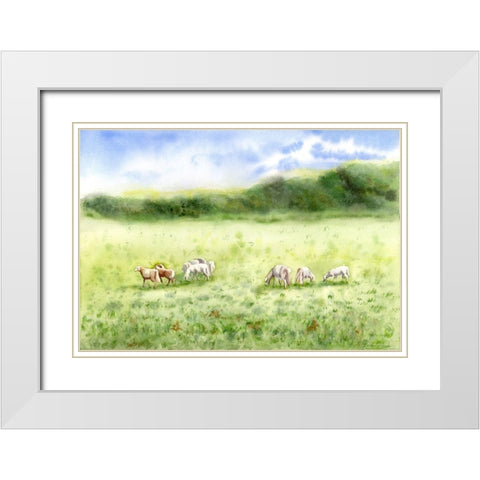 Field Scape White Modern Wood Framed Art Print with Double Matting by Shefranov, Olga