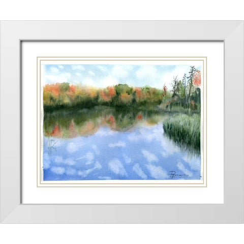 Lake Scape II White Modern Wood Framed Art Print with Double Matting by Shefranov, Olga