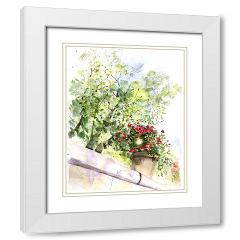 Fence Line White Modern Wood Framed Art Print with Double Matting by Shefranov, Olga