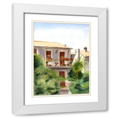 Veranda White Modern Wood Framed Art Print with Double Matting by Shefranov, Olga