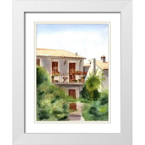 Veranda White Modern Wood Framed Art Print with Double Matting by Shefranov, Olga