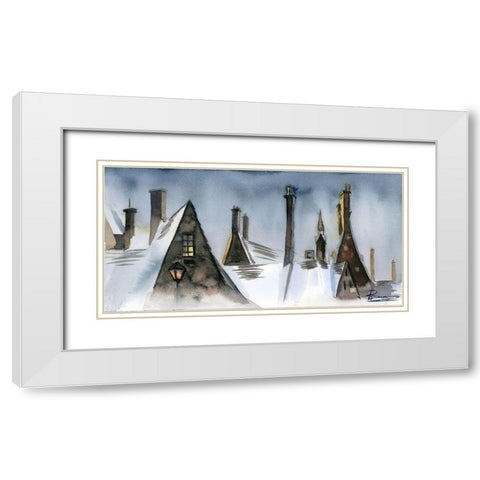 Winter Rooftops White Modern Wood Framed Art Print with Double Matting by Shefranov, Olga