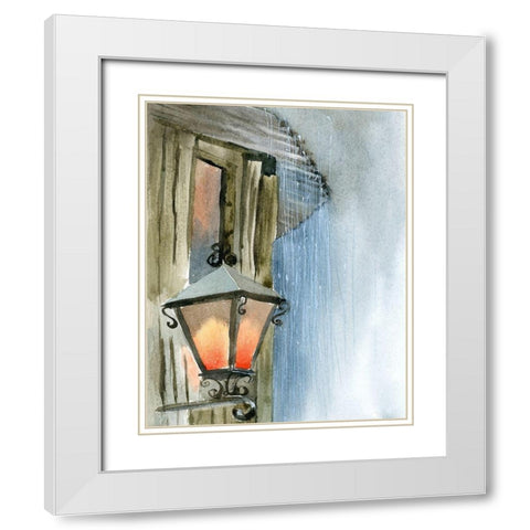 Lamppost II White Modern Wood Framed Art Print with Double Matting by Shefranov, Olga