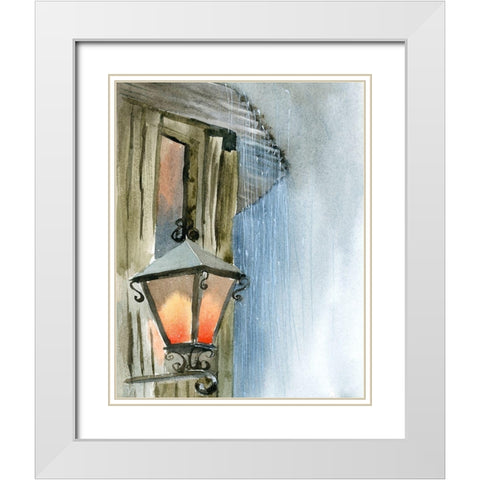 Lamppost II White Modern Wood Framed Art Print with Double Matting by Shefranov, Olga