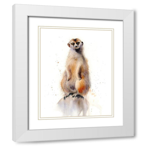 Meercat I White Modern Wood Framed Art Print with Double Matting by Shefranov, Olga