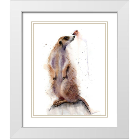 Meercat III White Modern Wood Framed Art Print with Double Matting by Shefranov, Olga