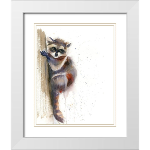 Raccoon II White Modern Wood Framed Art Print with Double Matting by Shefranov, Olga