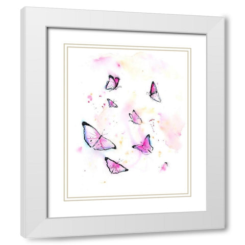 Butterflies I White Modern Wood Framed Art Print with Double Matting by Shefranov, Olga