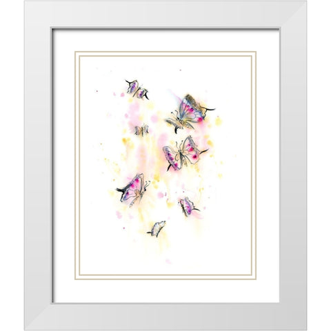 Butterflies II White Modern Wood Framed Art Print with Double Matting by Shefranov, Olga