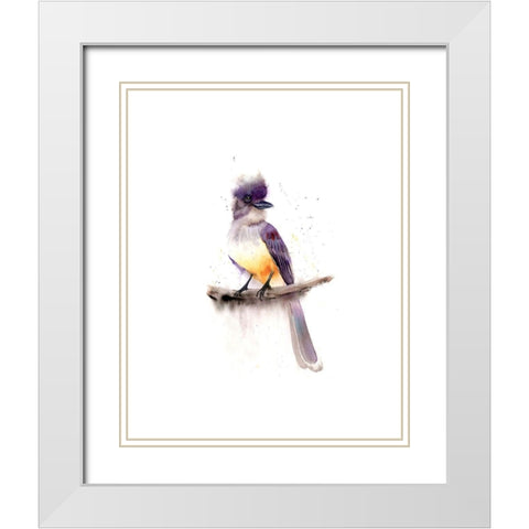 Gray Bird White Modern Wood Framed Art Print with Double Matting by Shefranov, Olga