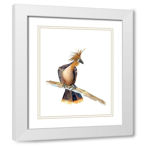 Perched Bird II White Modern Wood Framed Art Print with Double Matting by Shefranov, Olga