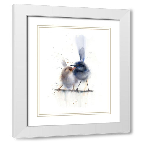 Perched Birds White Modern Wood Framed Art Print with Double Matting by Shefranov, Olga