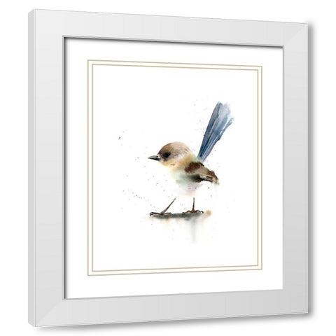Perched Bird IV White Modern Wood Framed Art Print with Double Matting by Shefranov, Olga