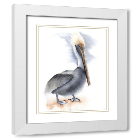 Pelican White Modern Wood Framed Art Print with Double Matting by Shefranov, Olga