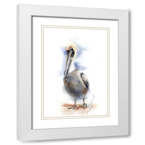 Pelican II White Modern Wood Framed Art Print with Double Matting by Shefranov, Olga