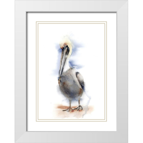 Pelican II White Modern Wood Framed Art Print with Double Matting by Shefranov, Olga