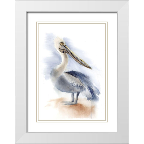 Pelican IV White Modern Wood Framed Art Print with Double Matting by Shefranov, Olga