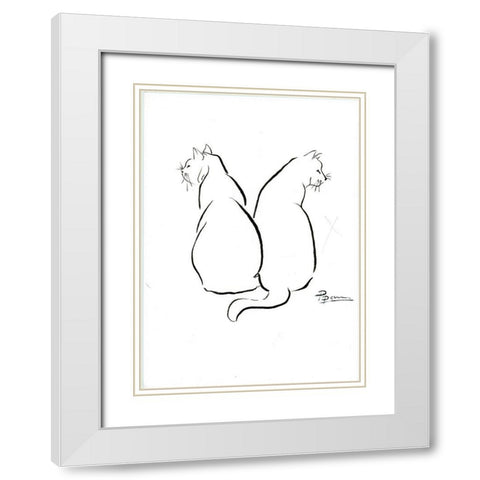 Cat Outlines White Modern Wood Framed Art Print with Double Matting by Shefranov, Olga