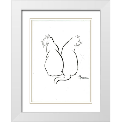 Cat Outlines White Modern Wood Framed Art Print with Double Matting by Shefranov, Olga