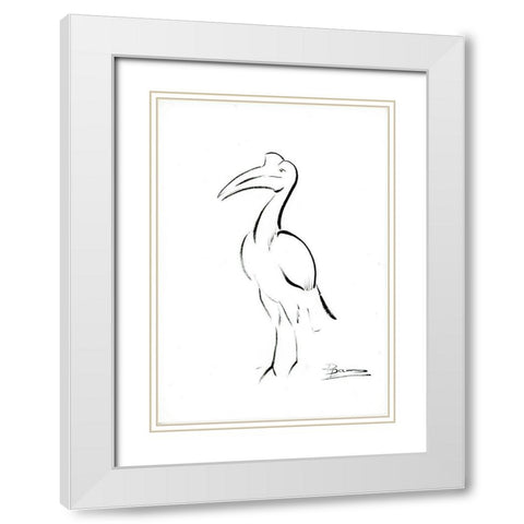 Bird Outline White Modern Wood Framed Art Print with Double Matting by Shefranov, Olga