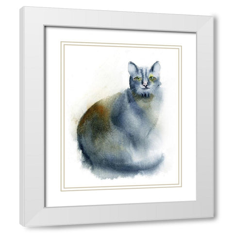 Green Eyes White Modern Wood Framed Art Print with Double Matting by Shefranov, Olga
