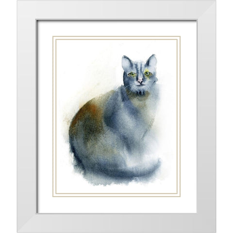 Green Eyes White Modern Wood Framed Art Print with Double Matting by Shefranov, Olga