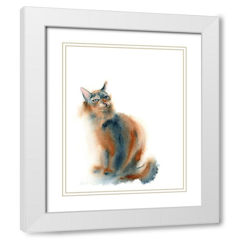 Ginger Cat White Modern Wood Framed Art Print with Double Matting by Shefranov, Olga