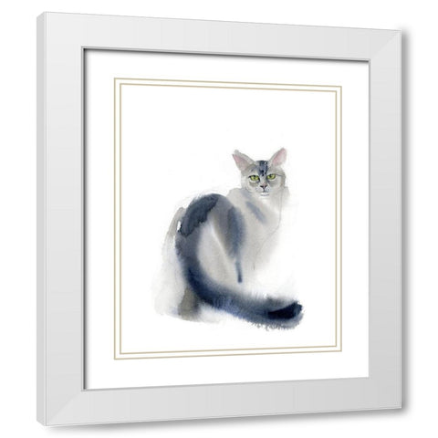 Green Eyes II White Modern Wood Framed Art Print with Double Matting by Shefranov, Olga
