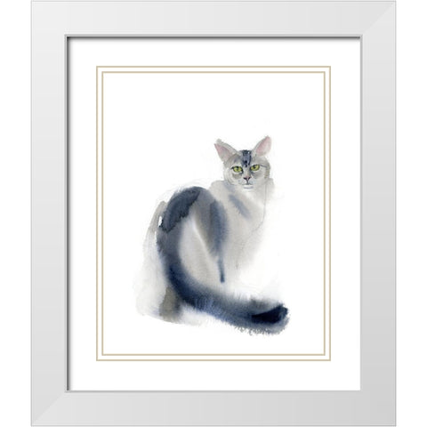 Green Eyes II White Modern Wood Framed Art Print with Double Matting by Shefranov, Olga