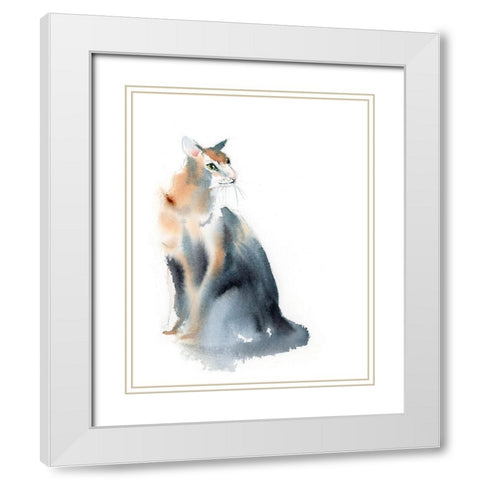 Ginger Cat III White Modern Wood Framed Art Print with Double Matting by Shefranov, Olga