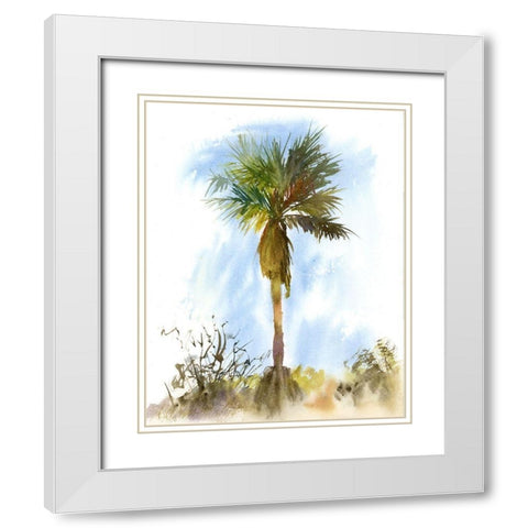 Palm Tree White Modern Wood Framed Art Print with Double Matting by Shefranov, Olga
