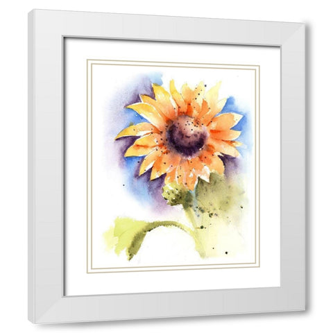 Sunflower I White Modern Wood Framed Art Print with Double Matting by Shefranov, Olga